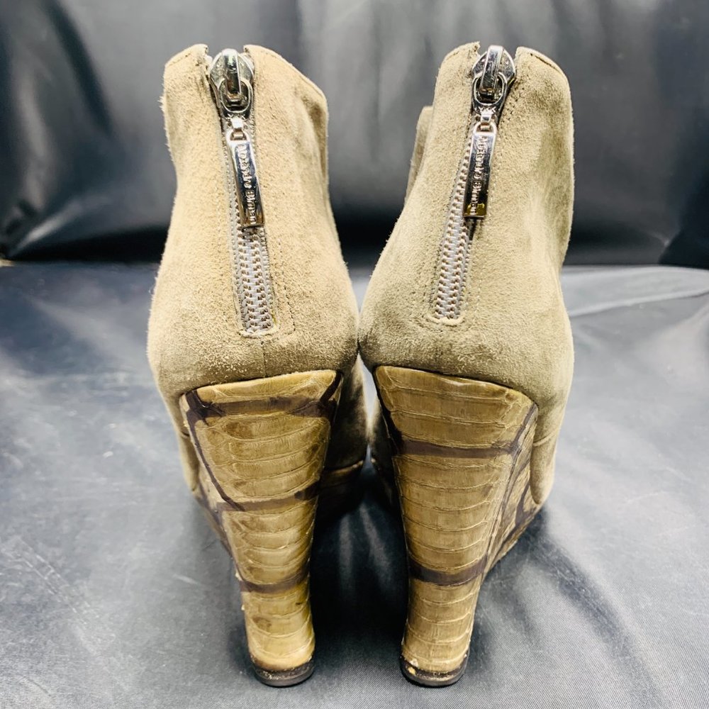 Alexandre Birman Grey Platform Snakeskin Wedges - image 8